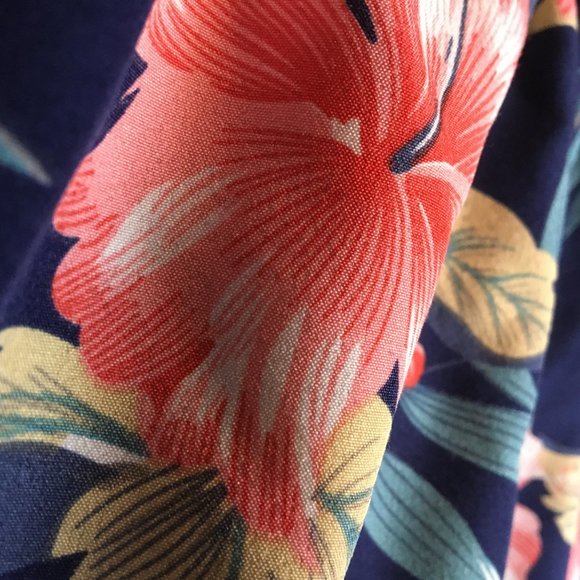 Shein Curve Shorts 4X High Waist Mini Navy Blue Tropical Floral Pull On Hibiscus - Picture 4 of 11